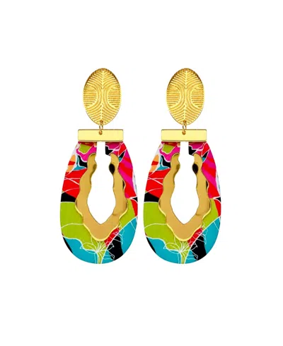 Swanky Designs Gianna Contemporary Statement Earrings In Multi