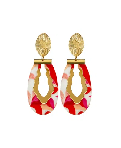 Swanky Designs Gianna Contemporary Statement Earrings In Orange