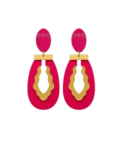 Swanky Designs Gianna Contemporary Statement Earrings In Pink