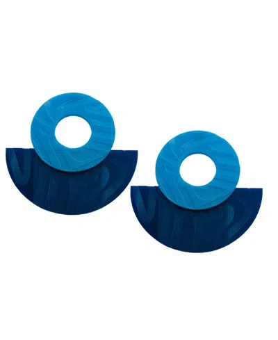Swanky Designs Half Moon Earrings In Light Blue