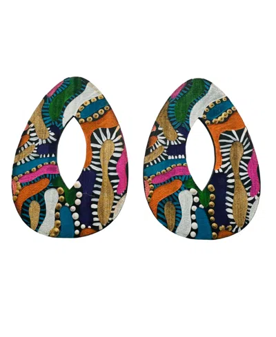 Swanky Designs Hand Painted Organic Stud In Multi
