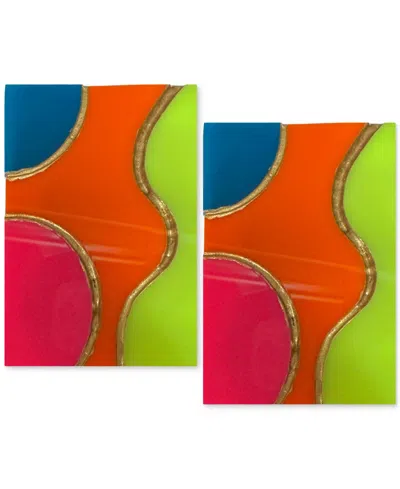 Swanky Designs Harper Studs Geometric Earrings In Orange