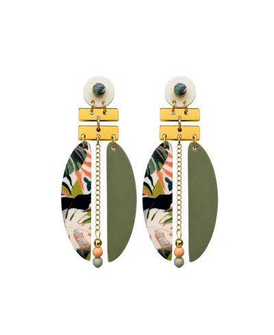 Swanky Designs Kaia Dangle Modern Statement Earrings In Green