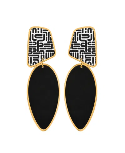 Swanky Designs Kailani Tropical Statement Earrings In Black