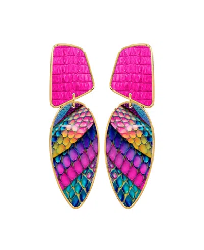 Swanky Designs Kailani Tropical Statement Earrings In Pink