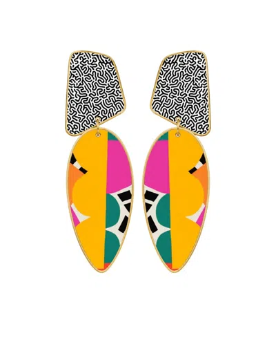 Swanky Designs Kailani Tropical Statement Earrings In Yellow