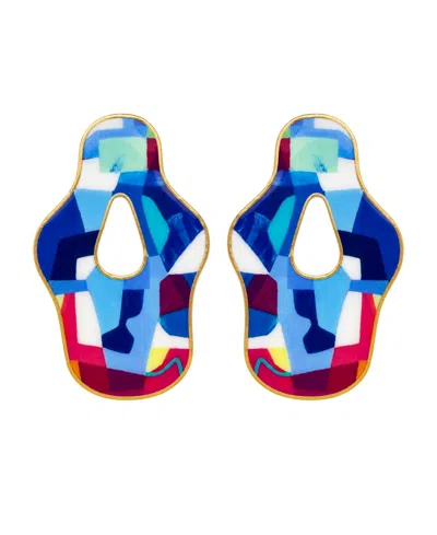 Swanky Designs Kamaria Statement Earrings In Blue