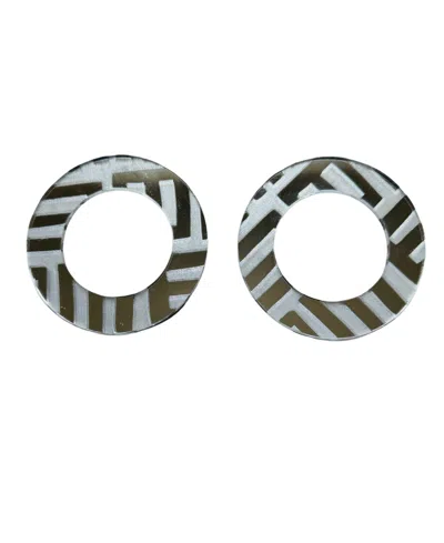 Swanky Designs Large Circle Studs In Silver Mirror