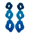 Swanky Designs Linked Dangle Earrings In Blue