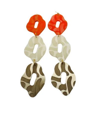 Swanky Designs Linked Dangle Earrings In Orange