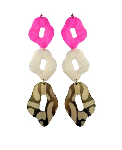 Swanky Designs Linked Dangle Earrings In Pink