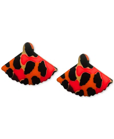 Swanky Designs Liora Mini Fan Stud Earrings In Orange