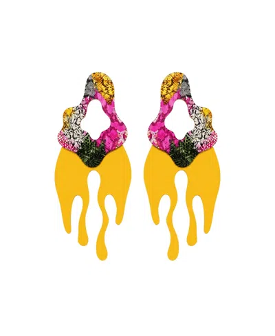 Swanky Designs Malia Drip Statement Earrings In Fuchsia