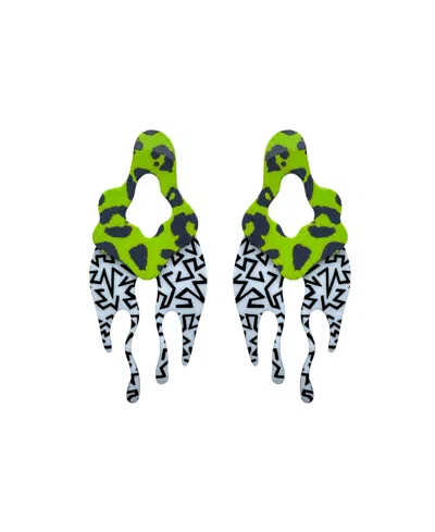 Swanky Designs Malia Drip Statement Earrings In Wasabi
