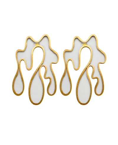 Swanky Designs Melt Theory Sculptural Statement Earrings In Frosted White