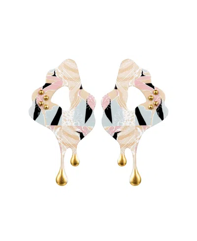 Swanky Designs Molten Drip Artistic Sculptural Statement Earrings In White