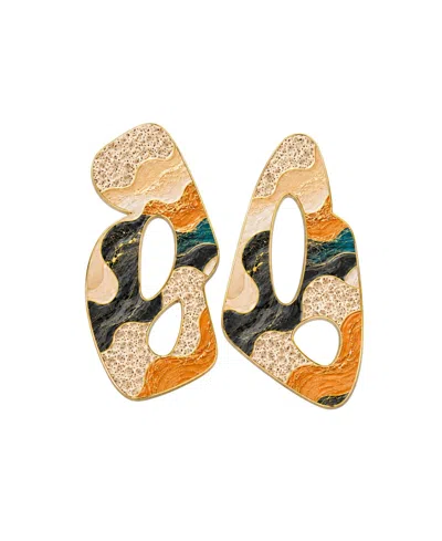 Swanky Designs Muse Stud Artistic Statement Earrings In Multi,black