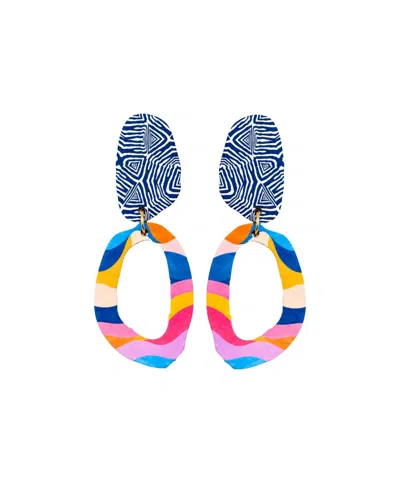 Swanky Designs Nailah Ii Sculptural Statement Earrings In Multi,blue