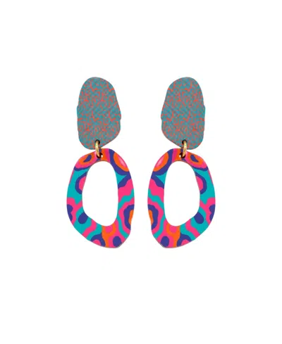 Swanky Designs Nailah Ii Sculptural Statement Earrings In Multi,orange