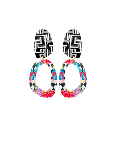 Swanky Designs Nailah Ii Sculptural Statement Earrings In Multi,pink