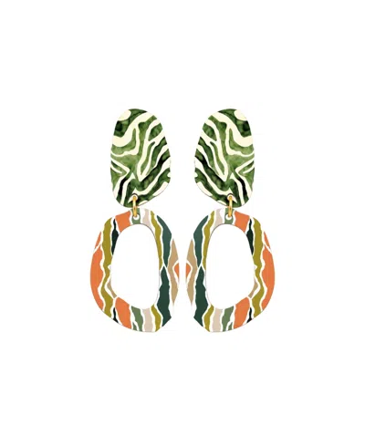 Swanky Designs Nailah Ii Sculptural Statement Earrings In Mutli,green