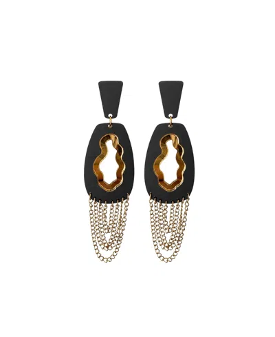 Swanky Designs Nivea Chain Dangle Chain Statement Earrings In Black
