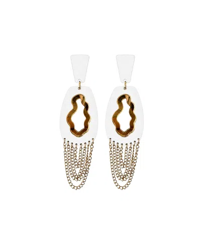Swanky Designs Nivea Chain Dangle Chain Statement Earrings In White
