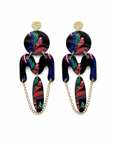 Swanky Designs Nova Statement Earrings In Blue