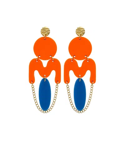 Swanky Designs Nova Statement Earrings In Multi,orange