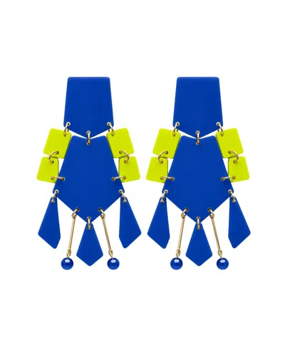 Swanky Designs Pippa Dangle Statement Earrings In Blue