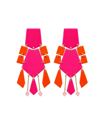 Swanky Designs Pippa Dangle Statement Earrings In Hot Pink