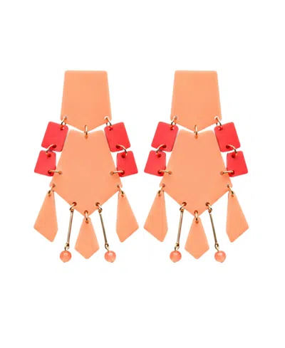 Swanky Designs Pippa Dangle Statement Earrings In Peach