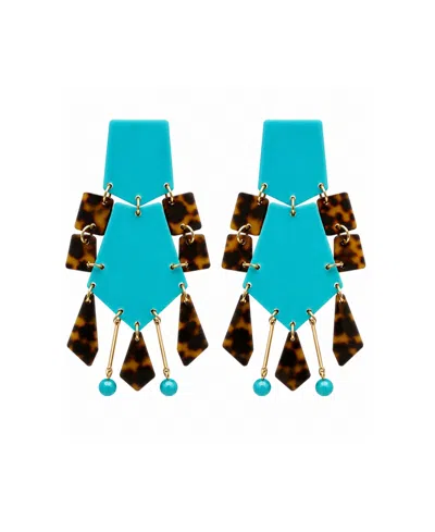 Swanky Designs Pippa Dangle Statement Earrings In Turquoise