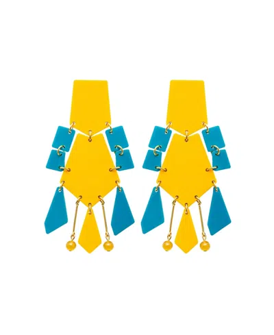 Swanky Designs Pippa Dangle Statement Earrings In Yellow