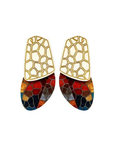 Swanky Designs Presley Contemporary Statement Earrings In Beige