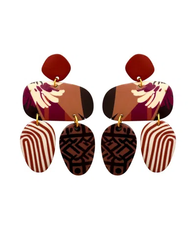 Swanky Designs Quinn Modern Statement Earrings In Caramel