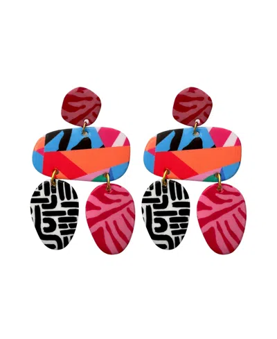 Swanky Designs Quinn Modern Statement Earrings In Hot Pink