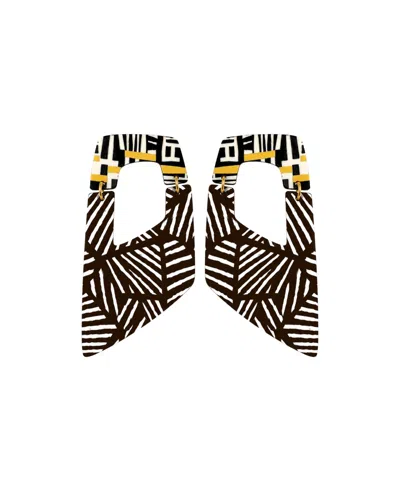 Swanky Designs Rachel Ii Dangle Geometric Statement Earrings In Multi,black