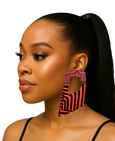 Swanky Designs Raquel Dangle Abstract Earrings In Orange