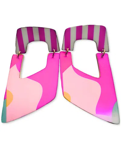 Swanky Designs Raquel Dangle Abstract Earrings In Pink
