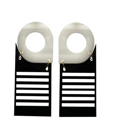 Swanky Designs Set The Bar Drop Earrings In Milky White