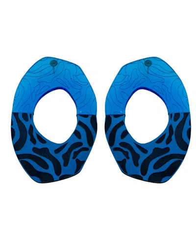 Swanky Designs Small Abstract Geo Studs In Blue