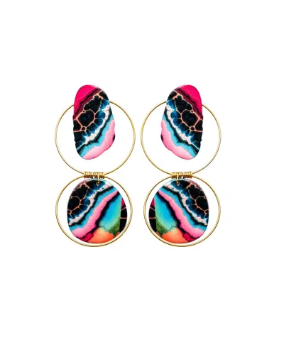 Swanky Designs Soleil Wire Dangle Statement Earrings In Multi