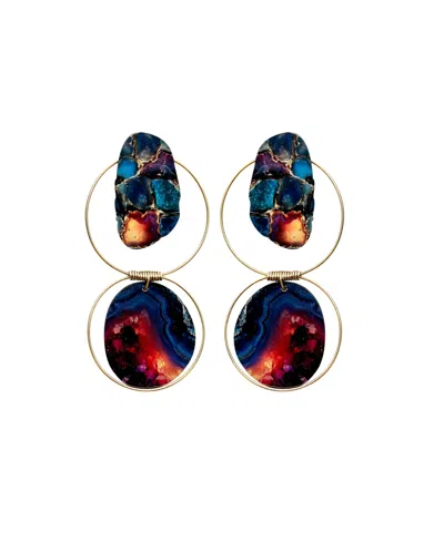 Swanky Designs Soleil Wire Dangle Statement Earrings In Purple