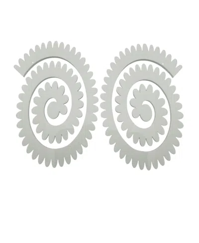 Swanky Designs Spiral Design Earrings In White
