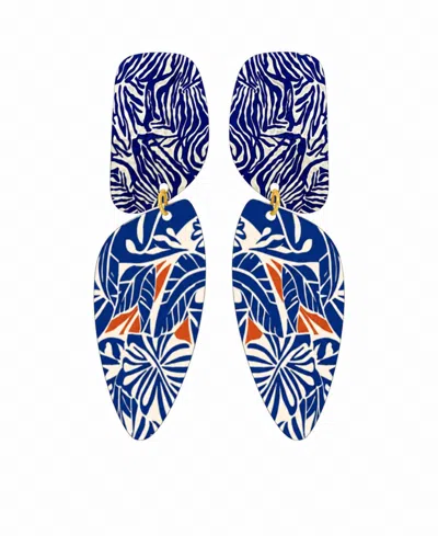 Swanky Designs Sutton Dangle Statement Earrings In Multi,blue