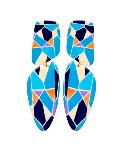 Swanky Designs Sutton Dangle Statement Earrings In Multi,teal