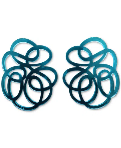 Swanky Designs Tatiana Mini Stud Curvy Earrings In Blue