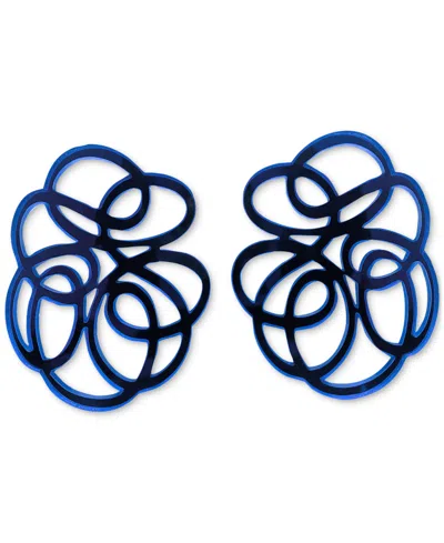 Swanky Designs Tatiana Mini Stud Curvy Earrings In Blue