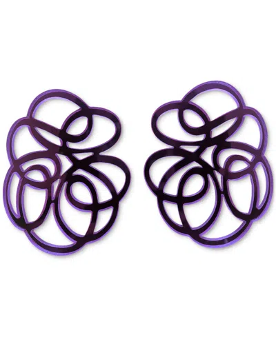 Swanky Designs Tatiana Mini Stud Curvy Earrings In Purple